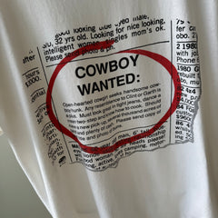 1990s Cowboy Wanted Ad T-Shirt  !!!!!!