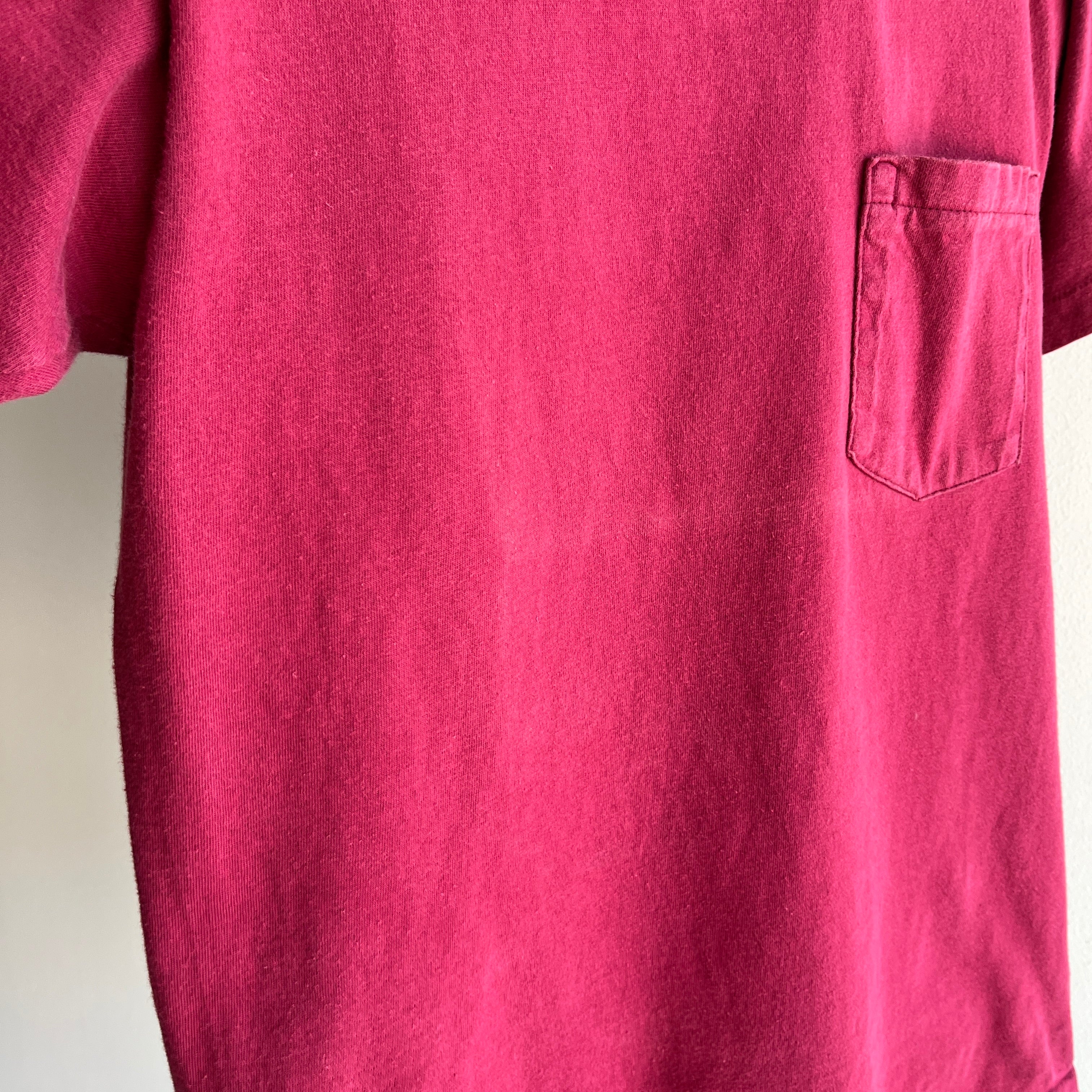 1980s !!!Towncraft!!! French Burgundy Cotton Pocket T-Shirt