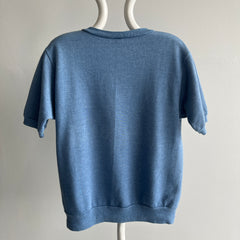 1970s Slate Blue V-Neck Warm Up - SO GOOD