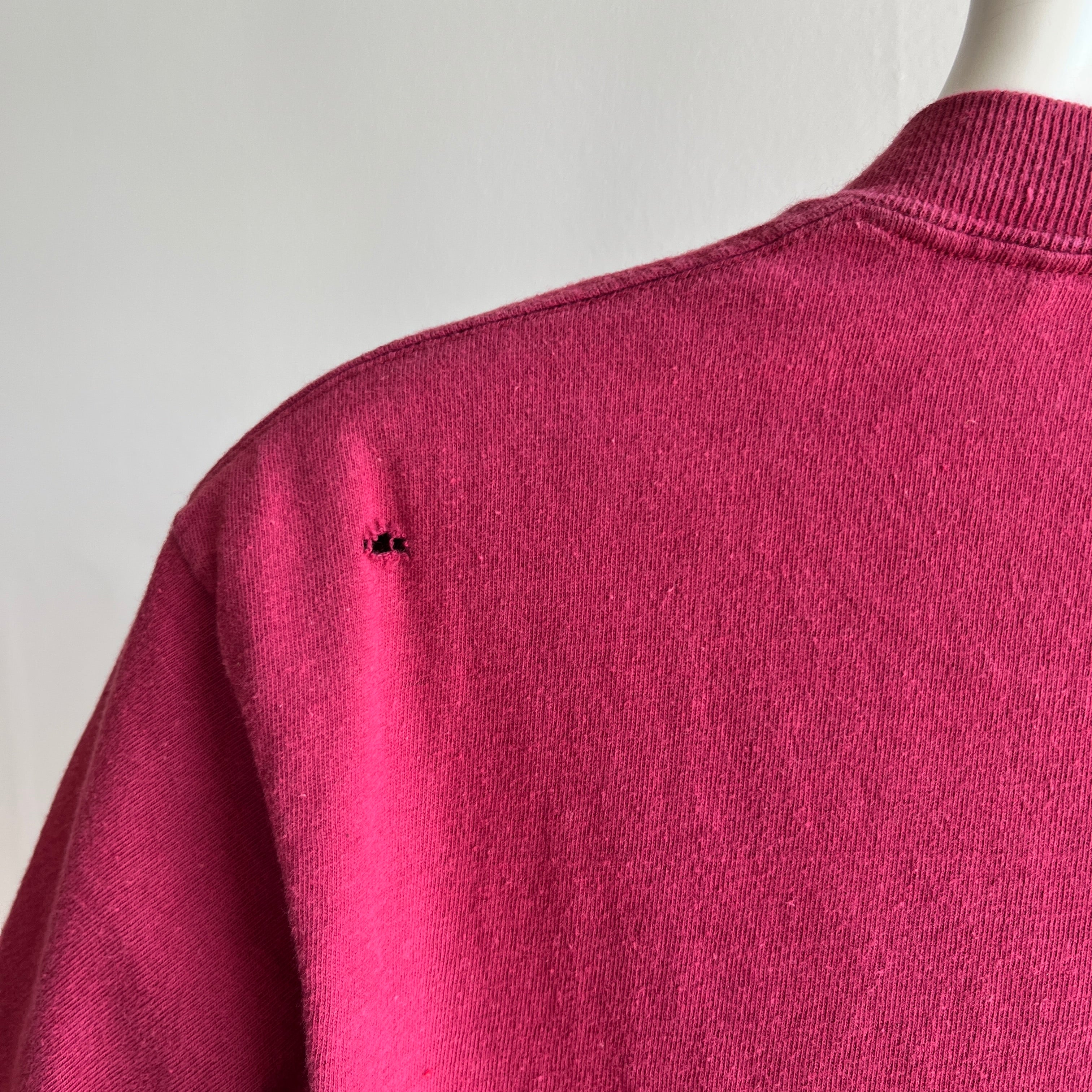 1980s !!!Towncraft!!! French Burgundy Cotton Pocket T-Shirt