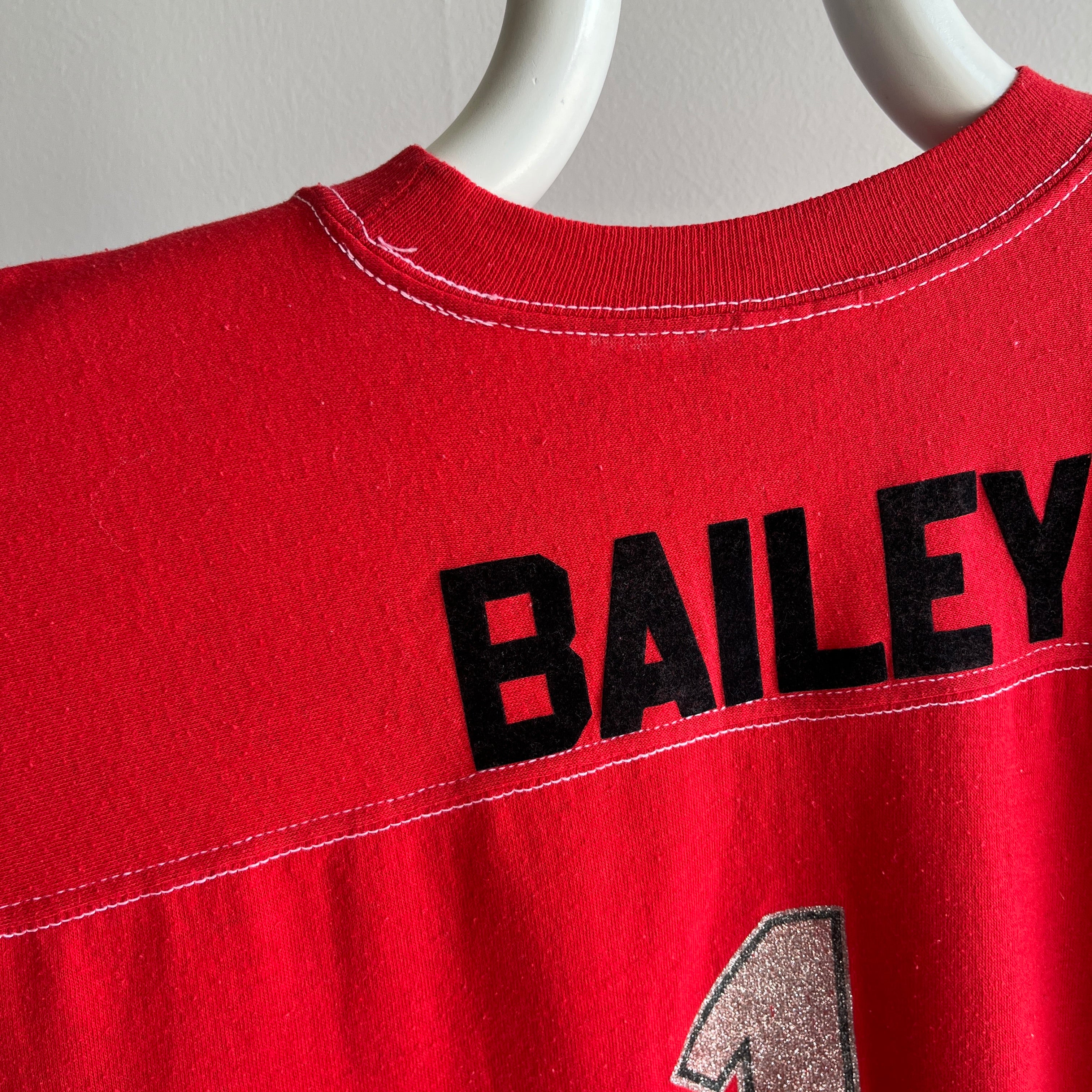 1970s Bailey No. 1 (Backside) Football T-Shirt with Contrast Stitching