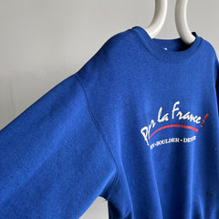 1980/90s Pour La France - Aspen, Boulder, Denver - Beat Up Paint Stained Sweatshirt with Pockets!