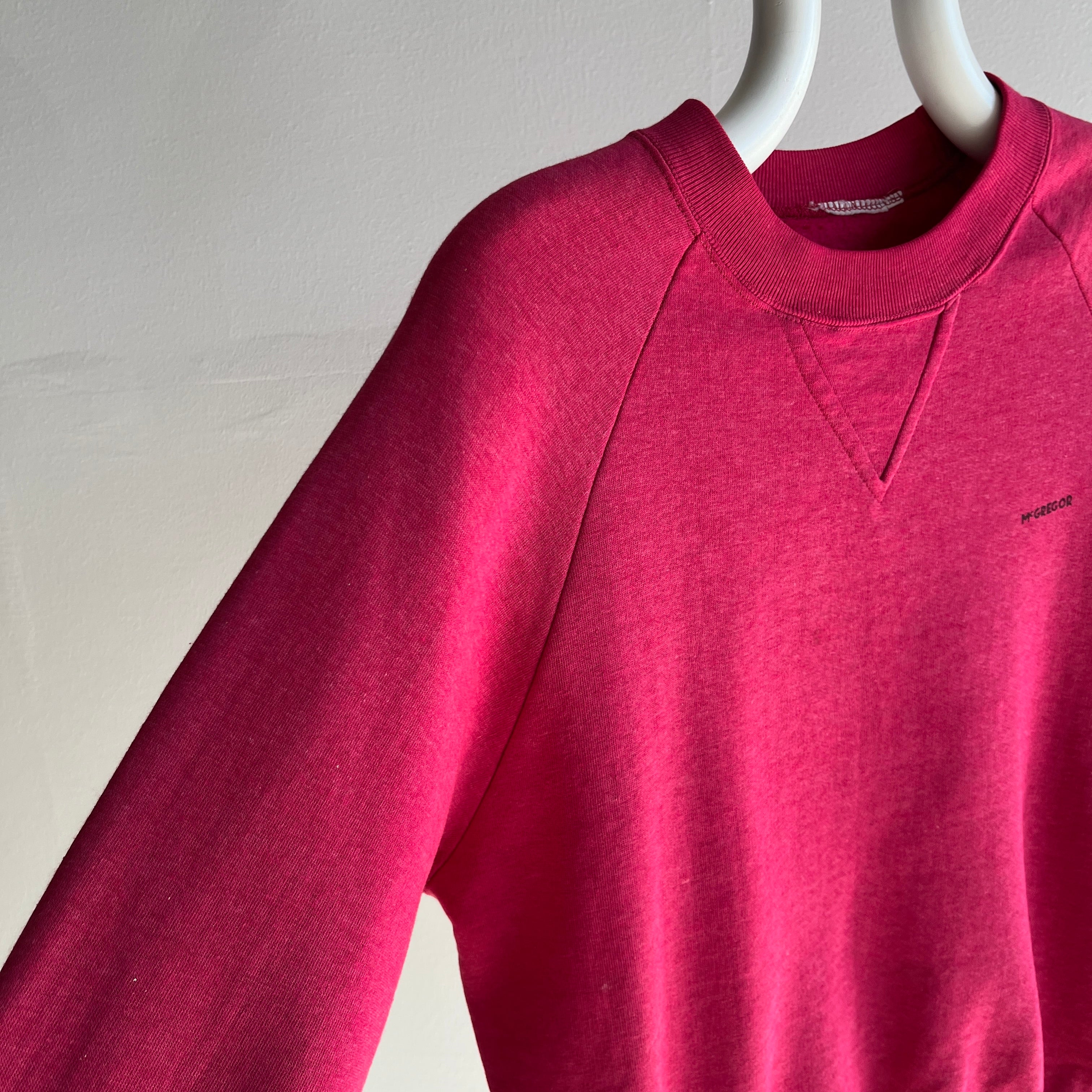 1980s McGregor Pink Single V Sweatshirt - Dreamy