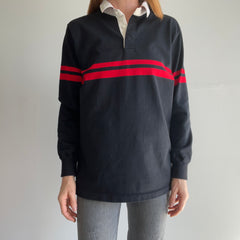 1980s Izod Rugby Shirt with Plaid Accents Under The Collar