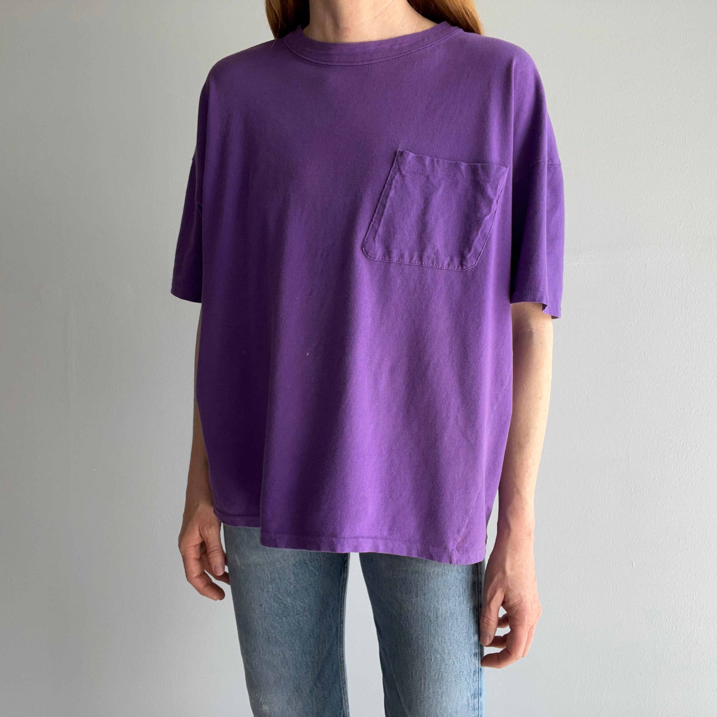 1980s Super Thin and Soft GITANo Purple Pocket T-Shirt - Easy Breezy