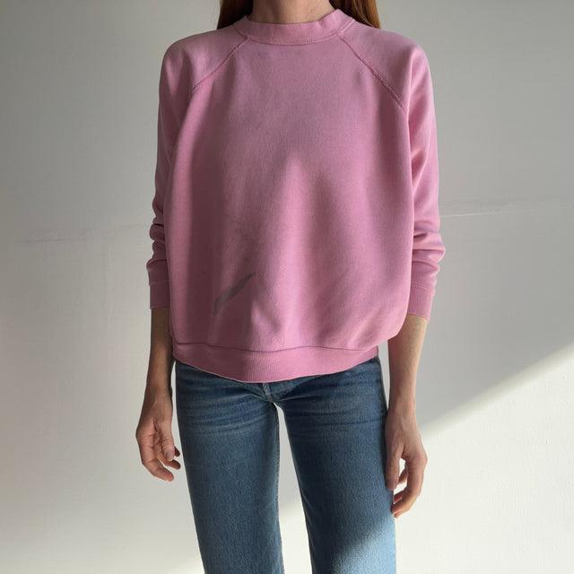 1980s Thinned Out Super Stained Faded "Powdered Pink" Sweatshirt