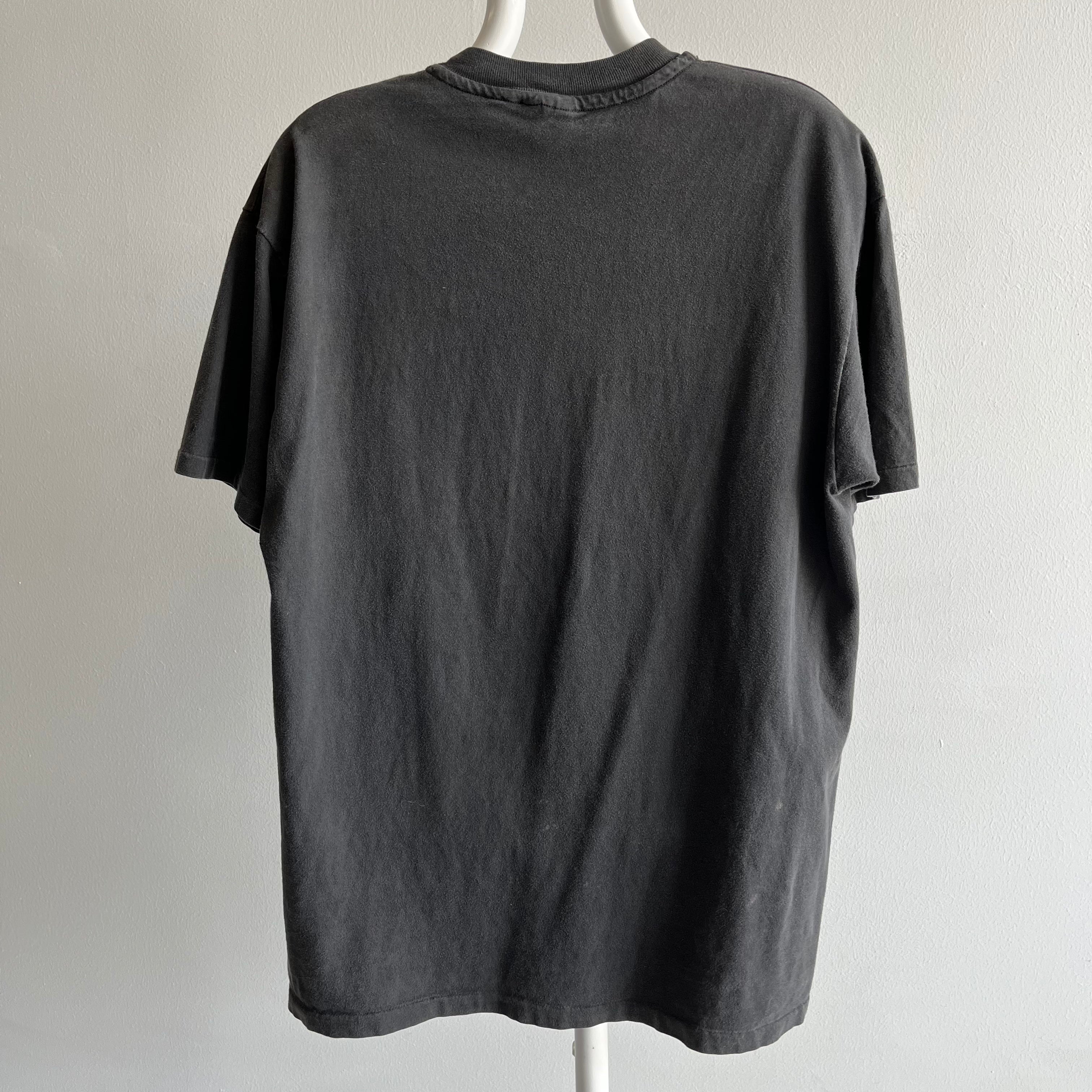 1980s Faded and Perfectly Worn Blank Black T-Shirt