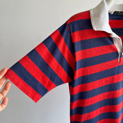 1970/80s Red, White and Blue Rad Striped Polo Shirt