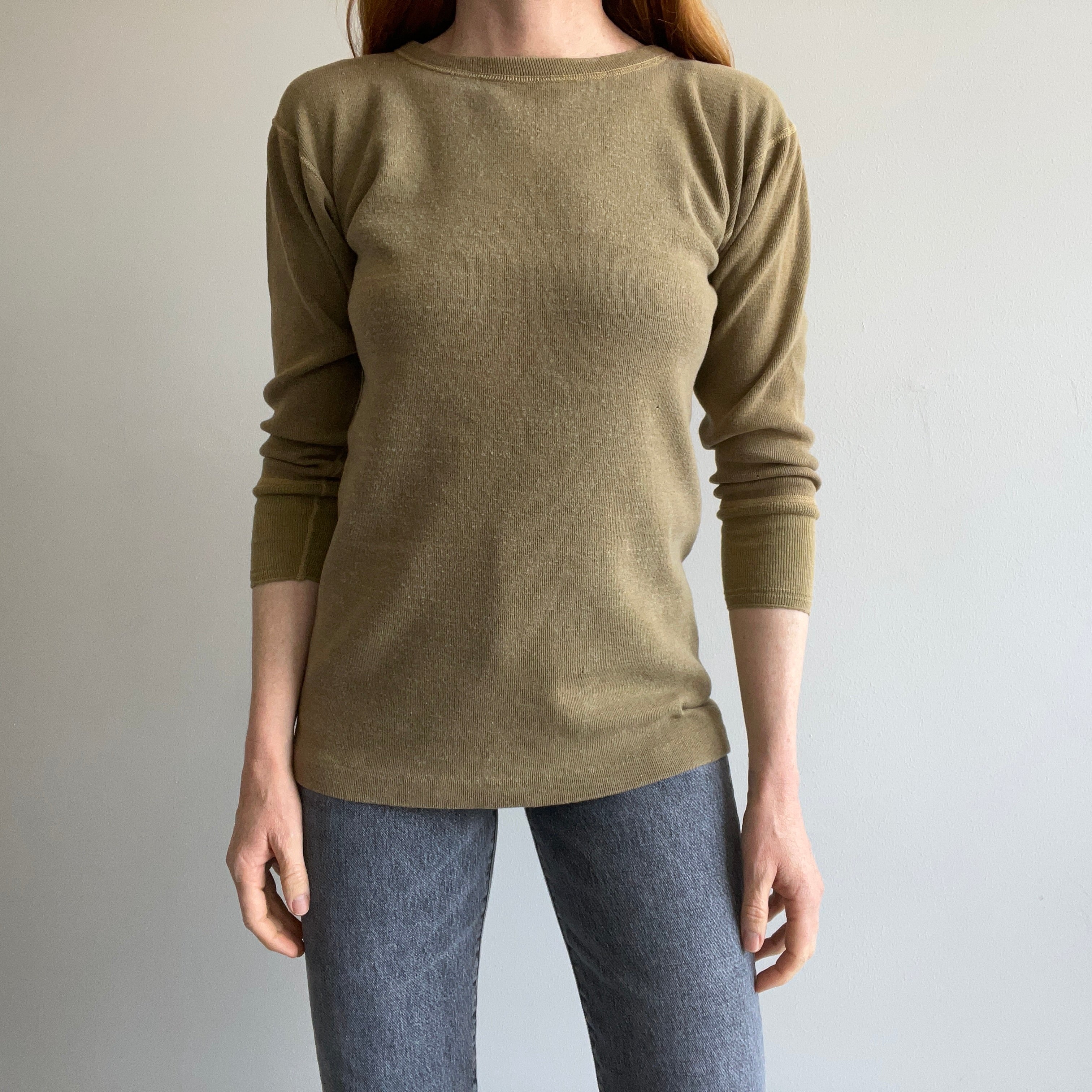 1970s Heavier Knit Army Thermal - 3/4 Sleeves