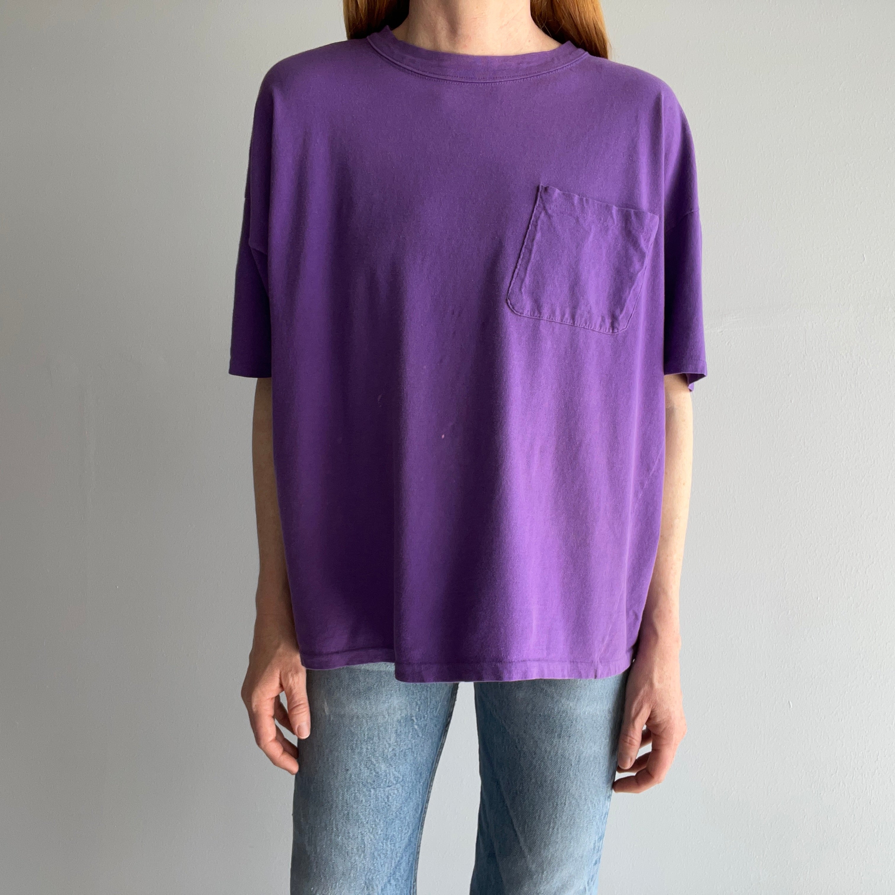 1980s Super Thin and Soft GITANo Purple Pocket T-Shirt - Easy Breezy