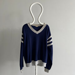 1970s Super Slouchy V-Neck Cozy Acrylic/Cotton Sweatshirt