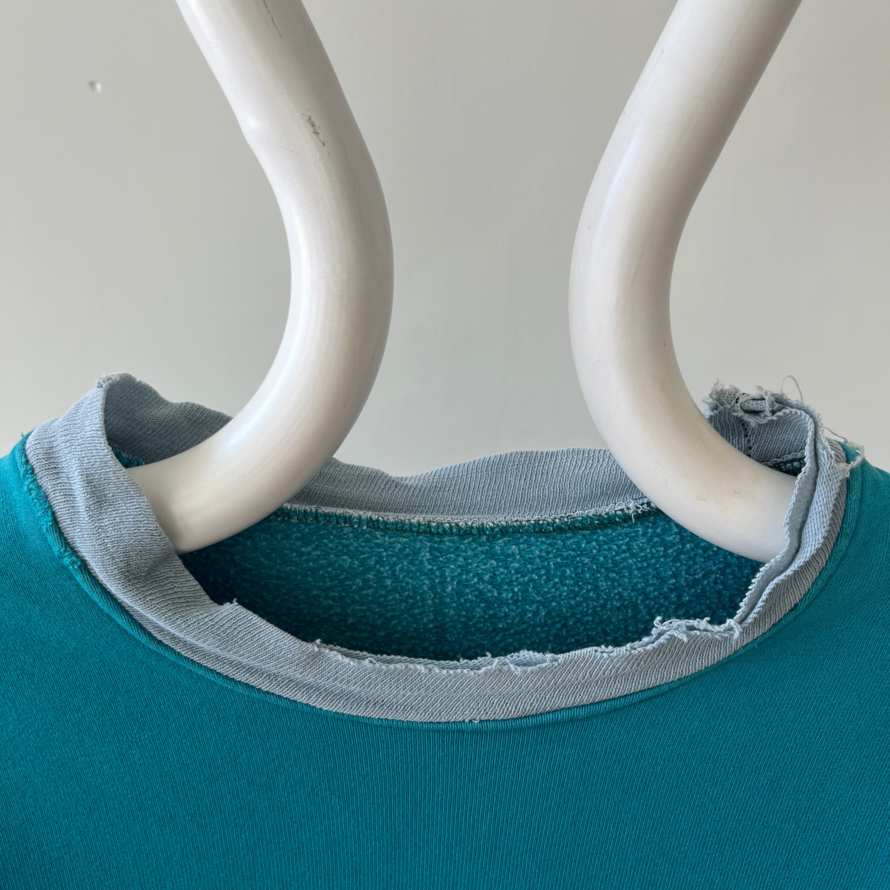 1980s Blank Teal Sweatshirt - The Model Photos Don't Do Justice! It's Super Cool