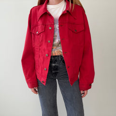 1990s Over dyed Super Soft Red Denim Jean Jacket