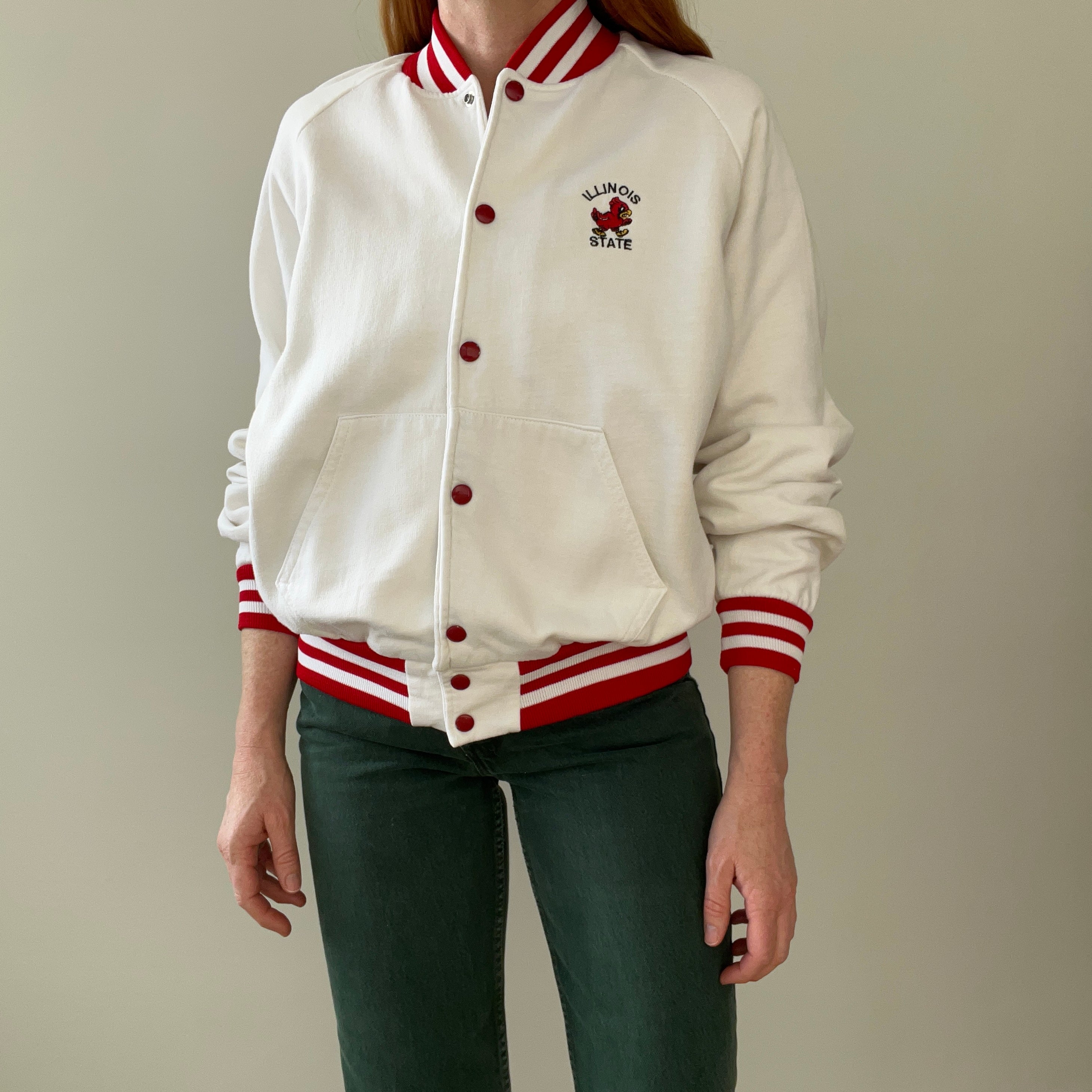 1980s Illinois State Snap Front Baseball Jacket/Sweatshirt