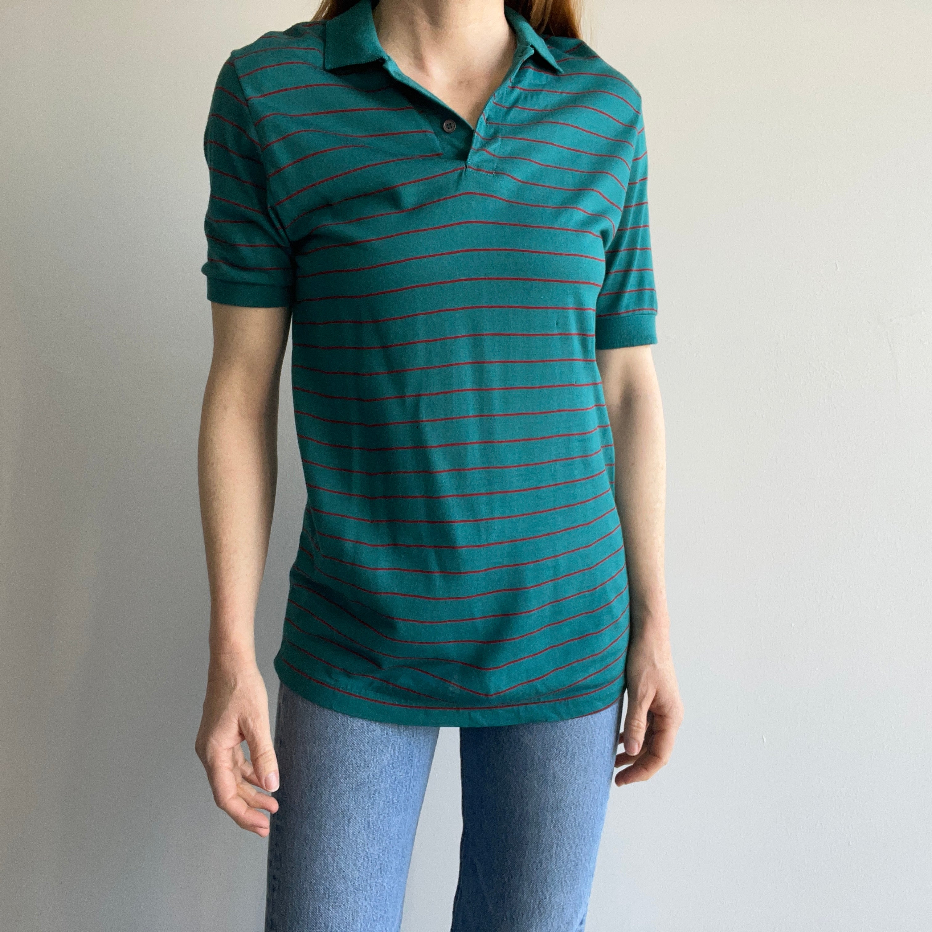 1980s Acrylic Striped Polo Shirt