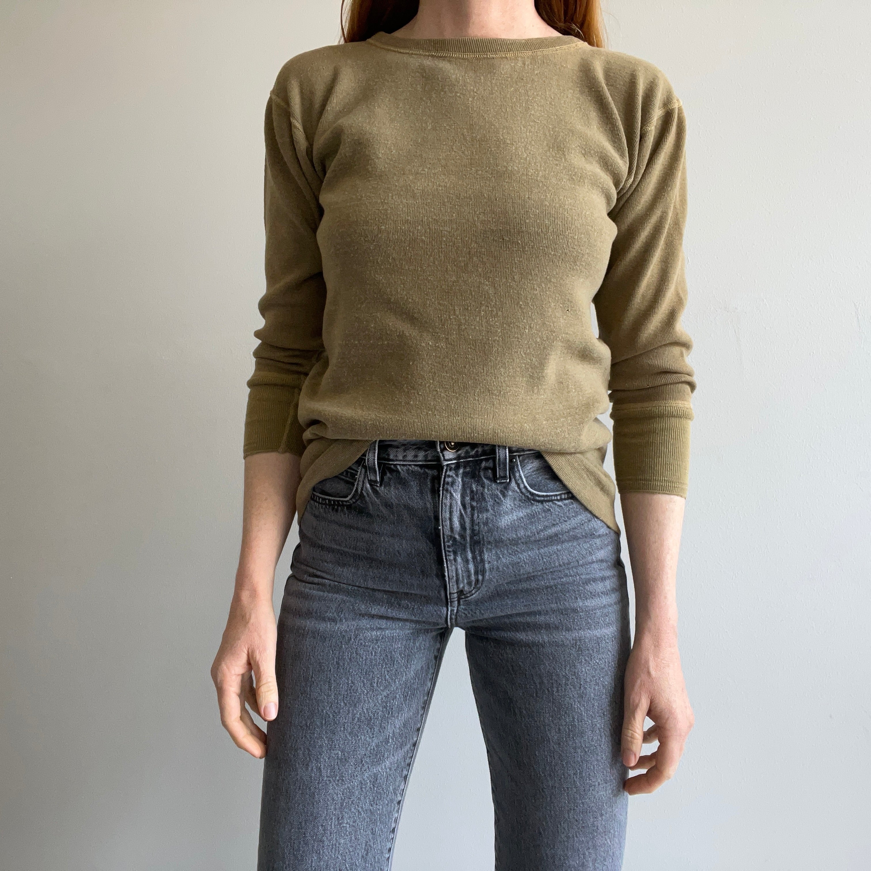 1970s Heavier Knit Army Thermal - 3/4 Sleeves