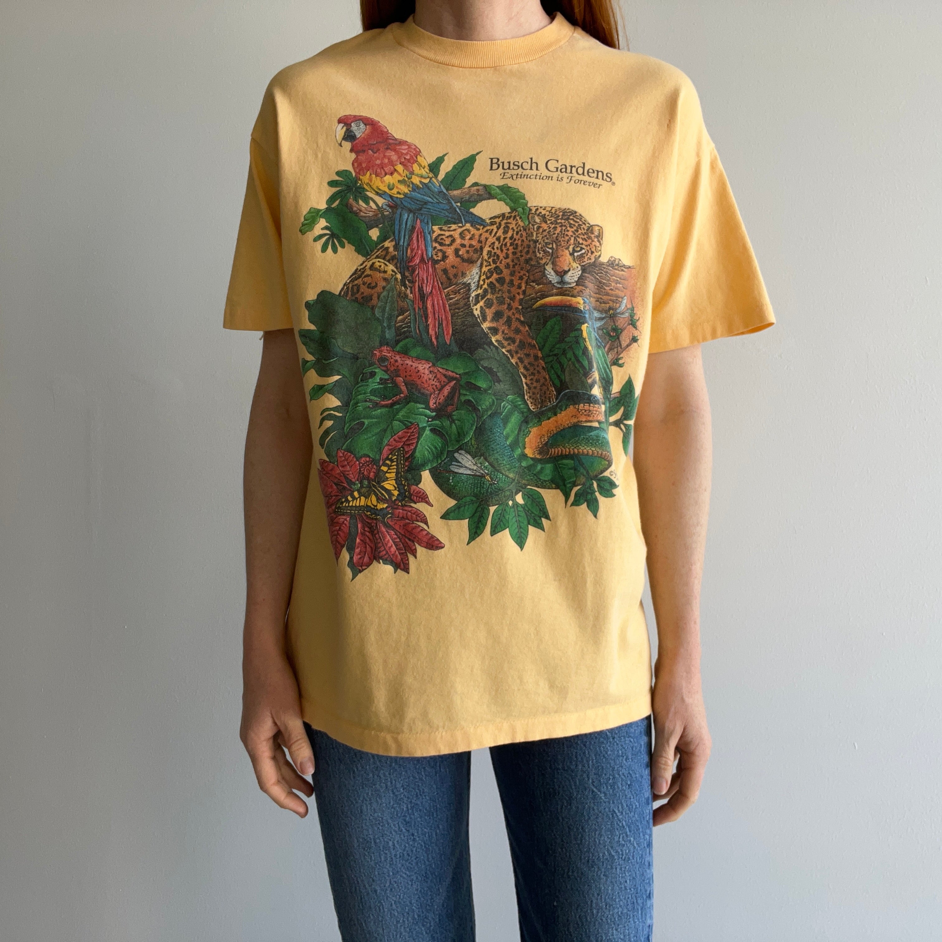 1995 Busch Gardens Extinction is Forever Animal Print T-Shirt