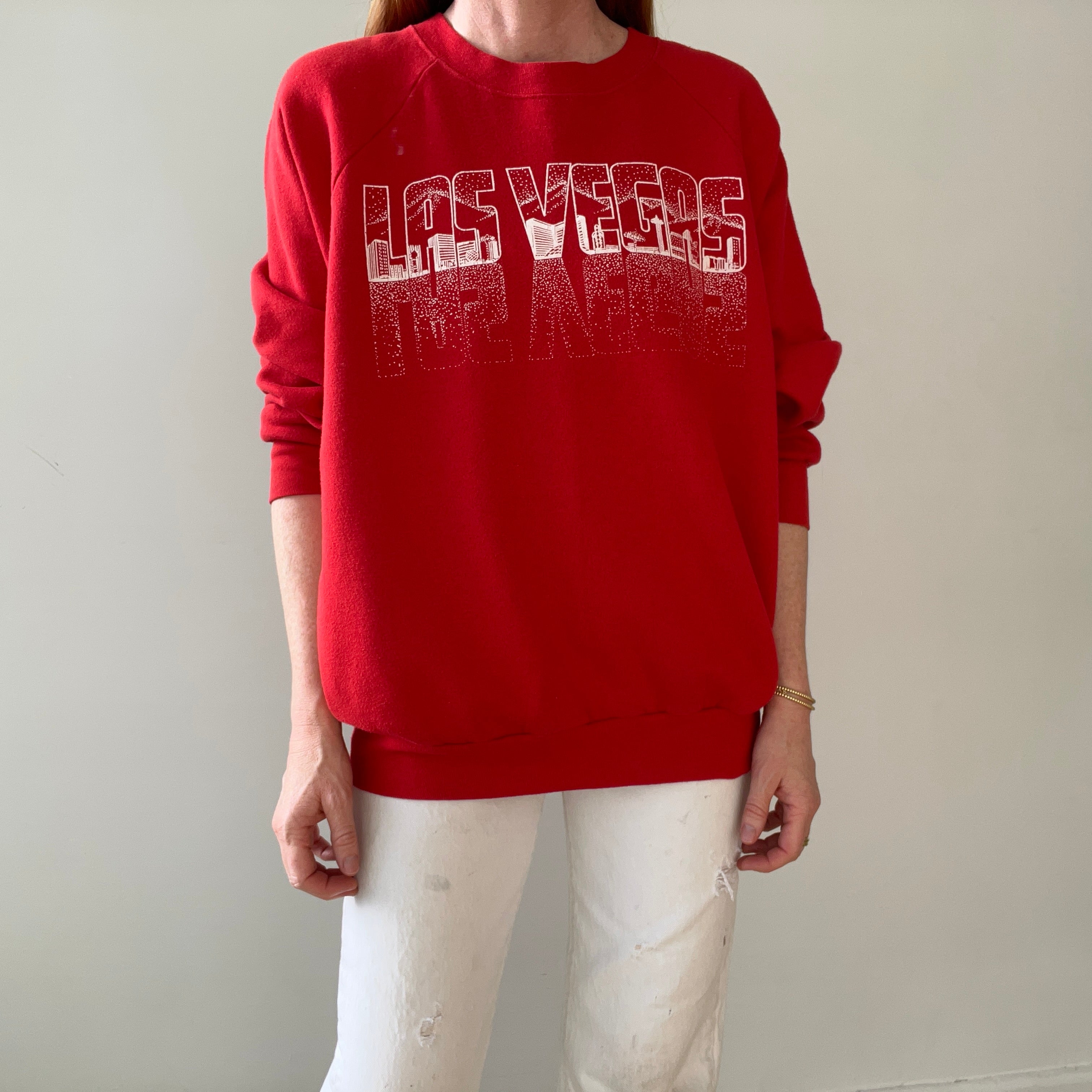 1990s Red Las Vegas Raglan Sweatshirt