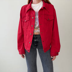 1990s Over dyed Super Soft Red Denim Jean Jacket