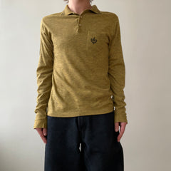 1950s Dark Mustard Long Sleeve Collar Henley Shirt