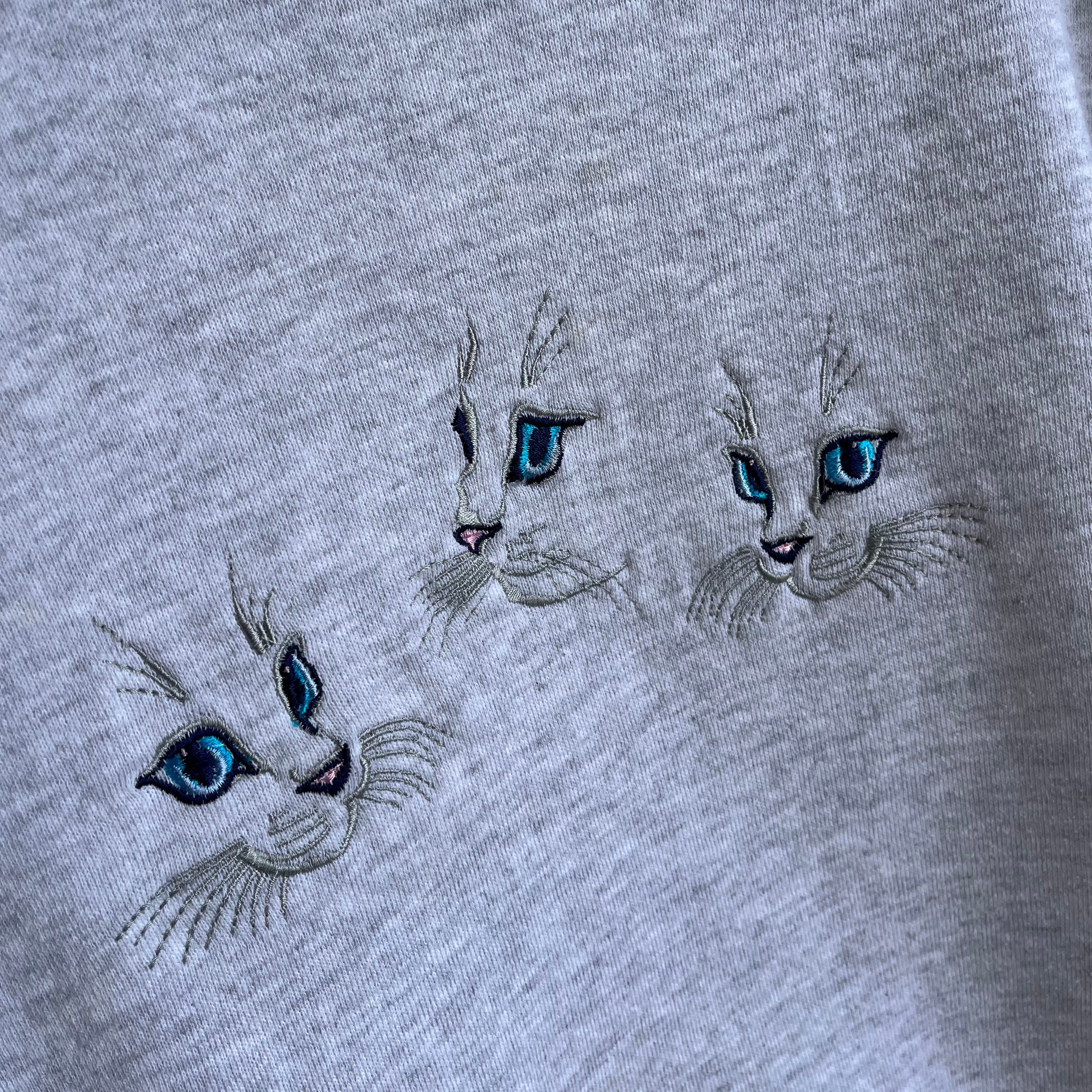 1980s Angelic Cat Person Sweatshirt with Builtin Turtleneck