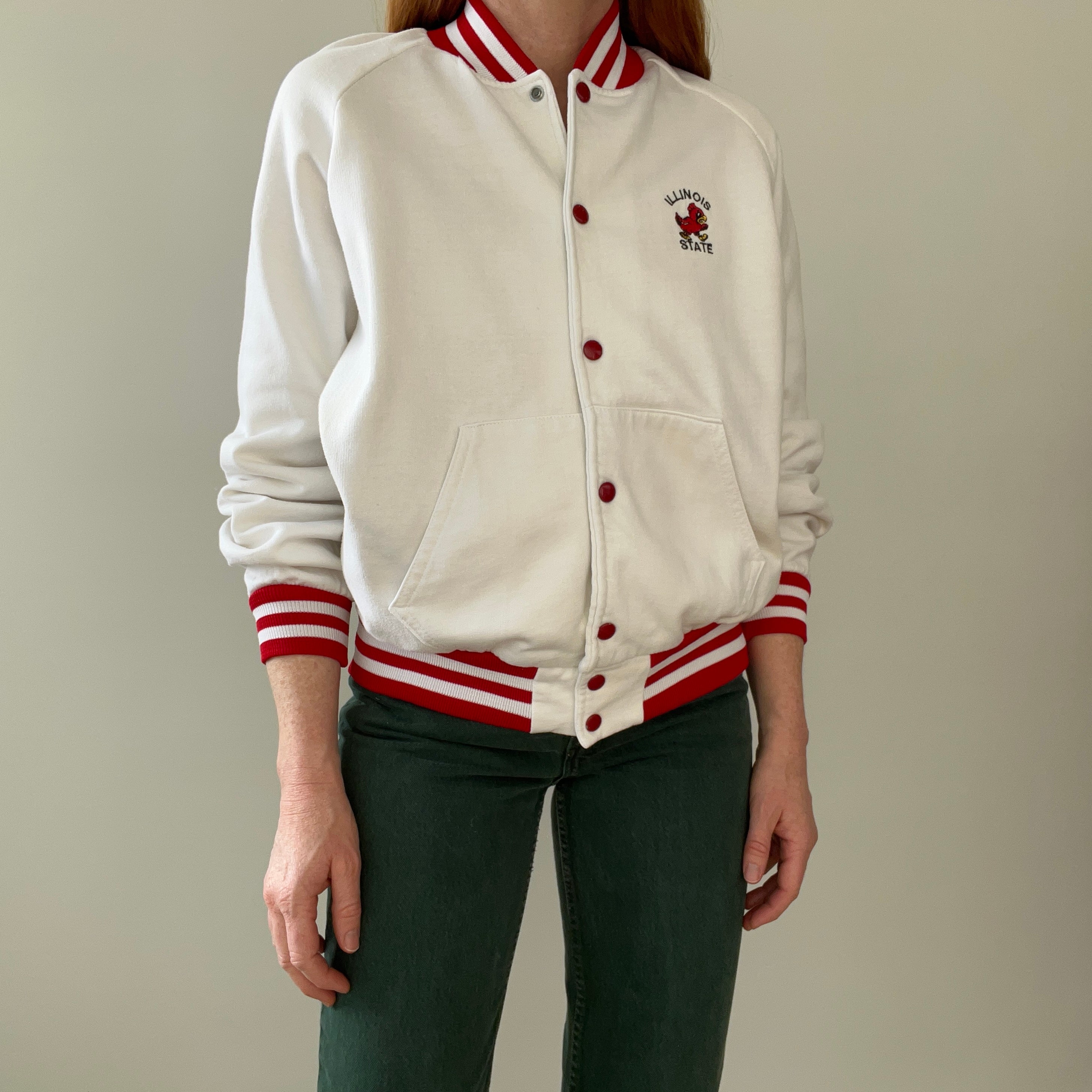 1980s Illinois State Snap Front Baseball Jacket/Sweatshirt