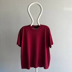 1990s Soft and Wonderfully Slouchy Merlot/Burgundy Blank Single Stitch T-Shirt