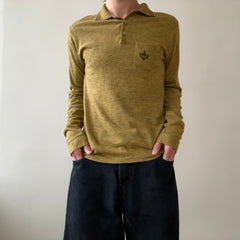 1950s Dark Mustard Long Sleeve Collar Henley Shirt