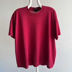 1990s Soft and Wonderfully Slouchy Merlot/Burgundy Blank Single Stitch T-Shirt