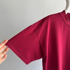 1990s Soft and Wonderfully Slouchy Merlot/Burgundy Blank Single Stitch T-Shirt