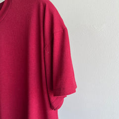 1990s Soft and Wonderfully Slouchy Merlot/Burgundy Blank Single Stitch T-Shirt