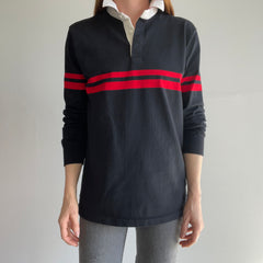 1980s Izod Rugby Shirt with Plaid Accents Under The Collar