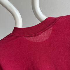 1990s Soft and Wonderfully Slouchy Merlot/Burgundy Blank Single Stitch T-Shirt