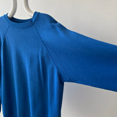 1990s Blank Blue Hanes Raglan Sweatshirt