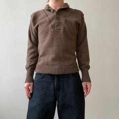 1980s/90s Brown Knit Military Sweater