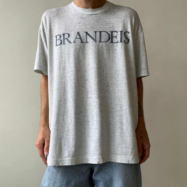 1980s Light Heather Grey Brandeis T Shirt