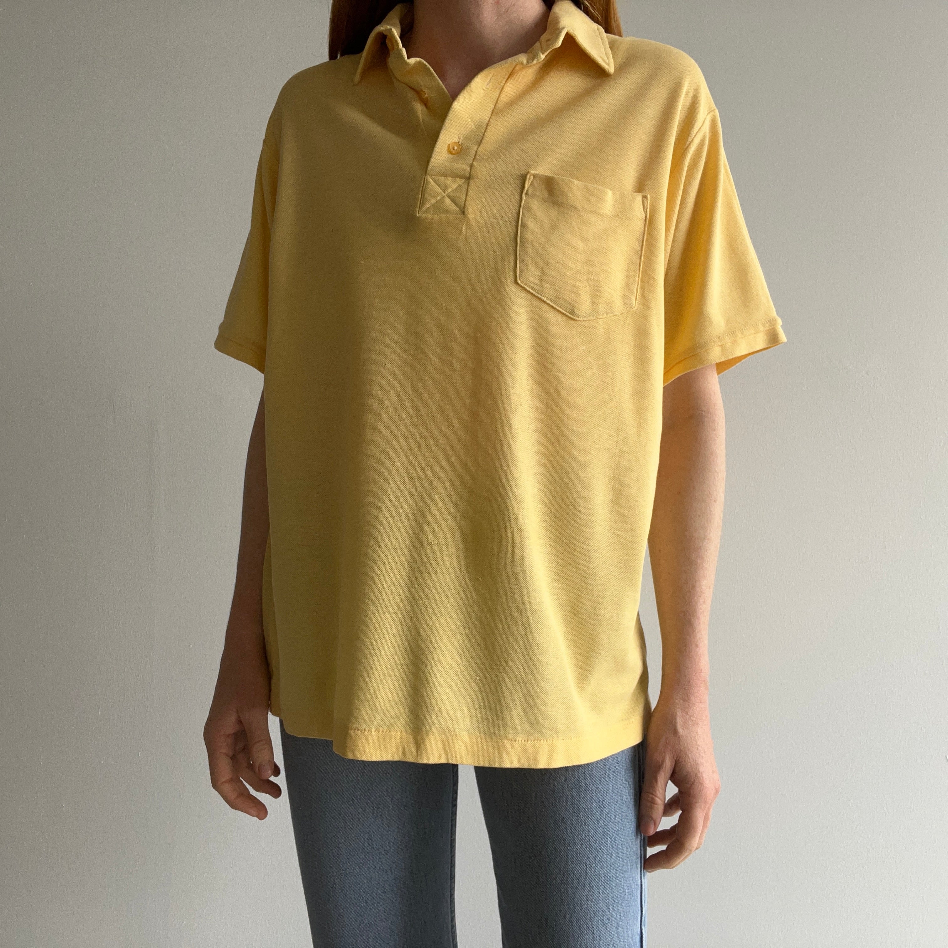 1980s Buttery Yellow Polo T-Shirt