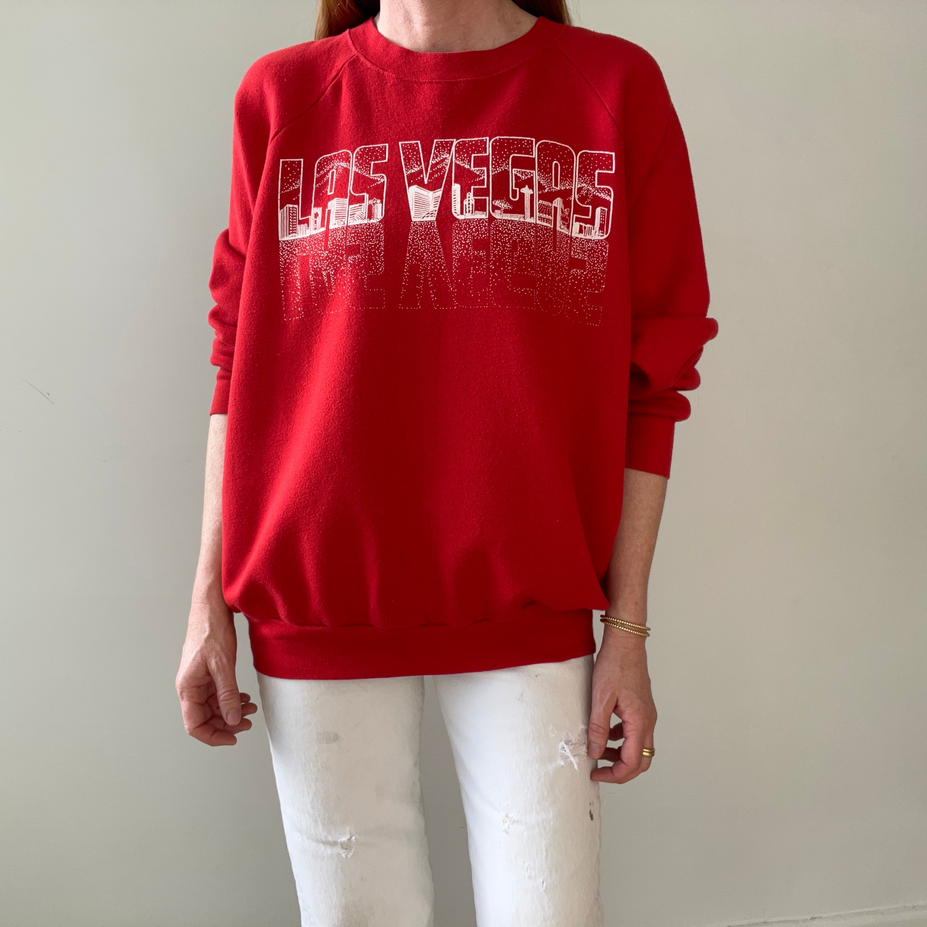 1990s Red Las Vegas Raglan Sweatshirt