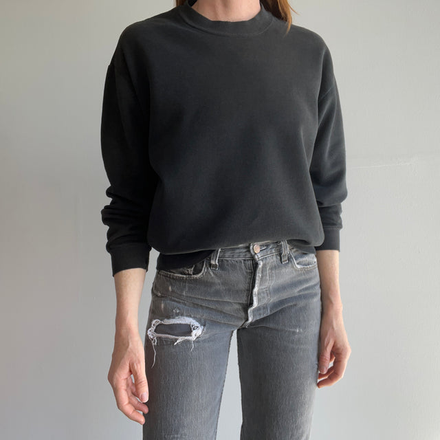 1980s Thin Blank Sun and Age Faded Black Sweatshirt