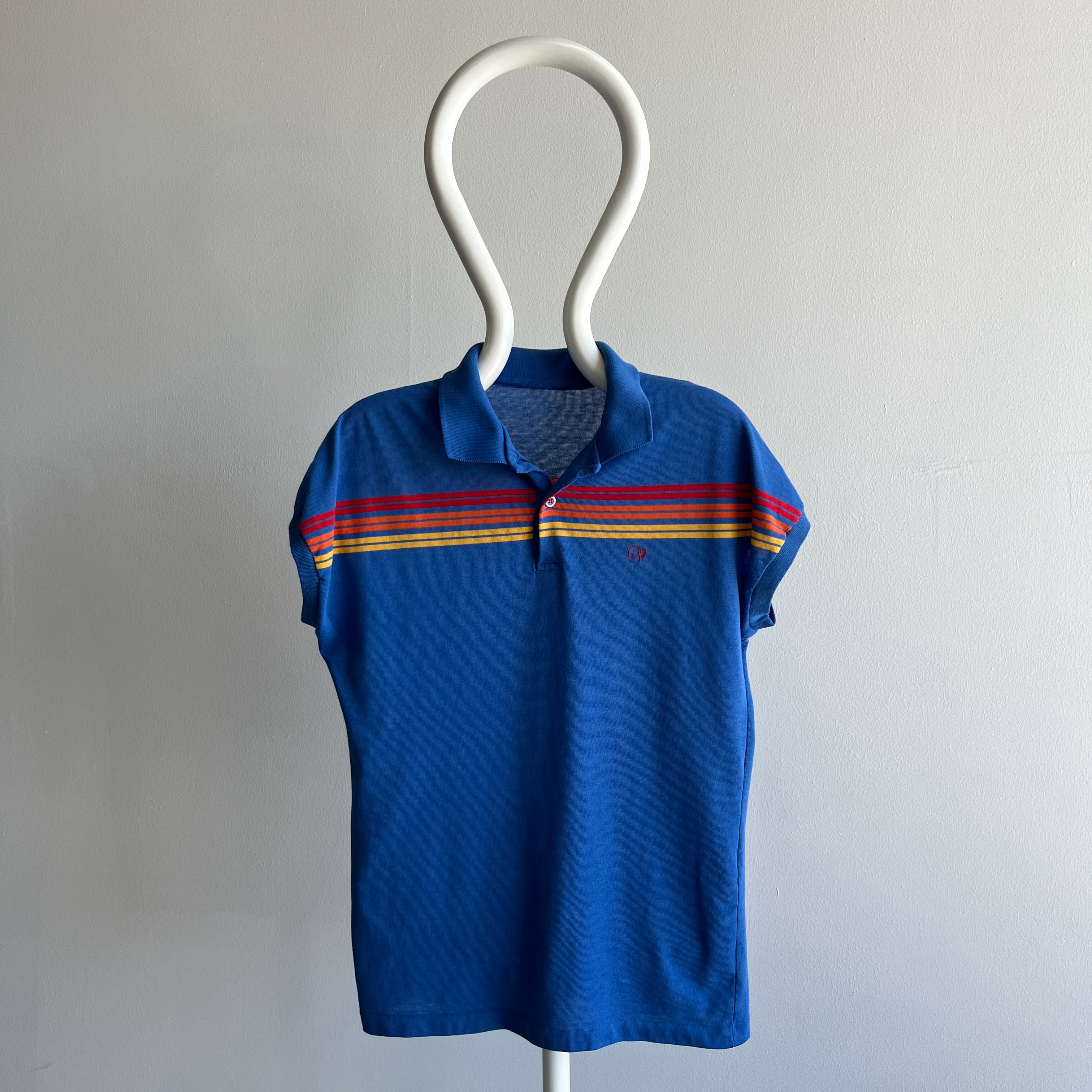 1980s Ocean Pacific Rare Drop Sleeve Striped Super Soft Polo  - YES