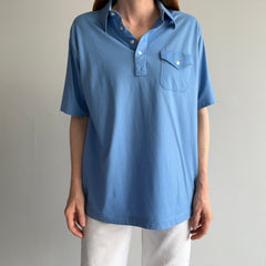 1980s Blank Sky Blue Golf Polo Shirt - Grandpa Chic