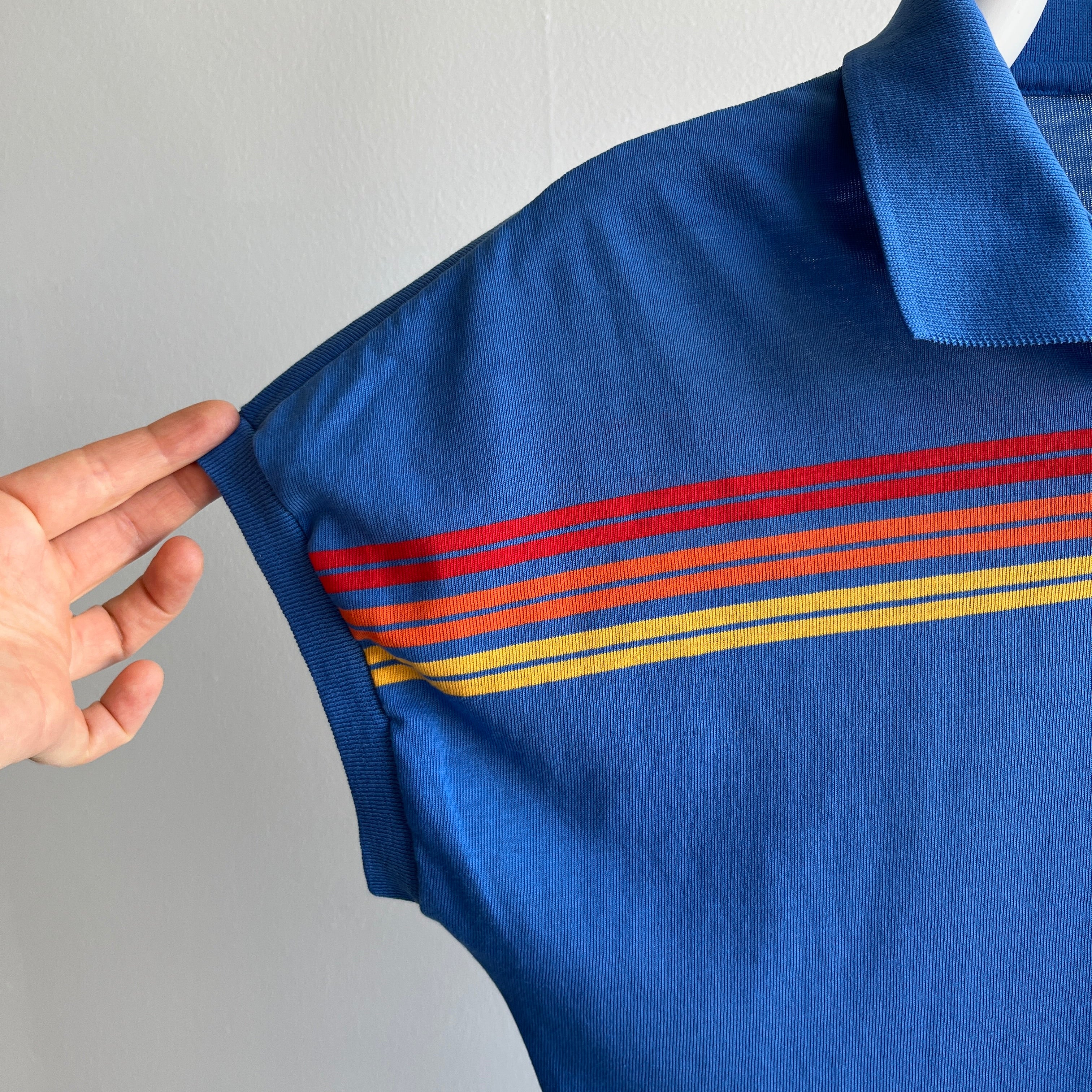 1980s Ocean Pacific Rare Drop Sleeve Striped Super Soft Polo  - YES