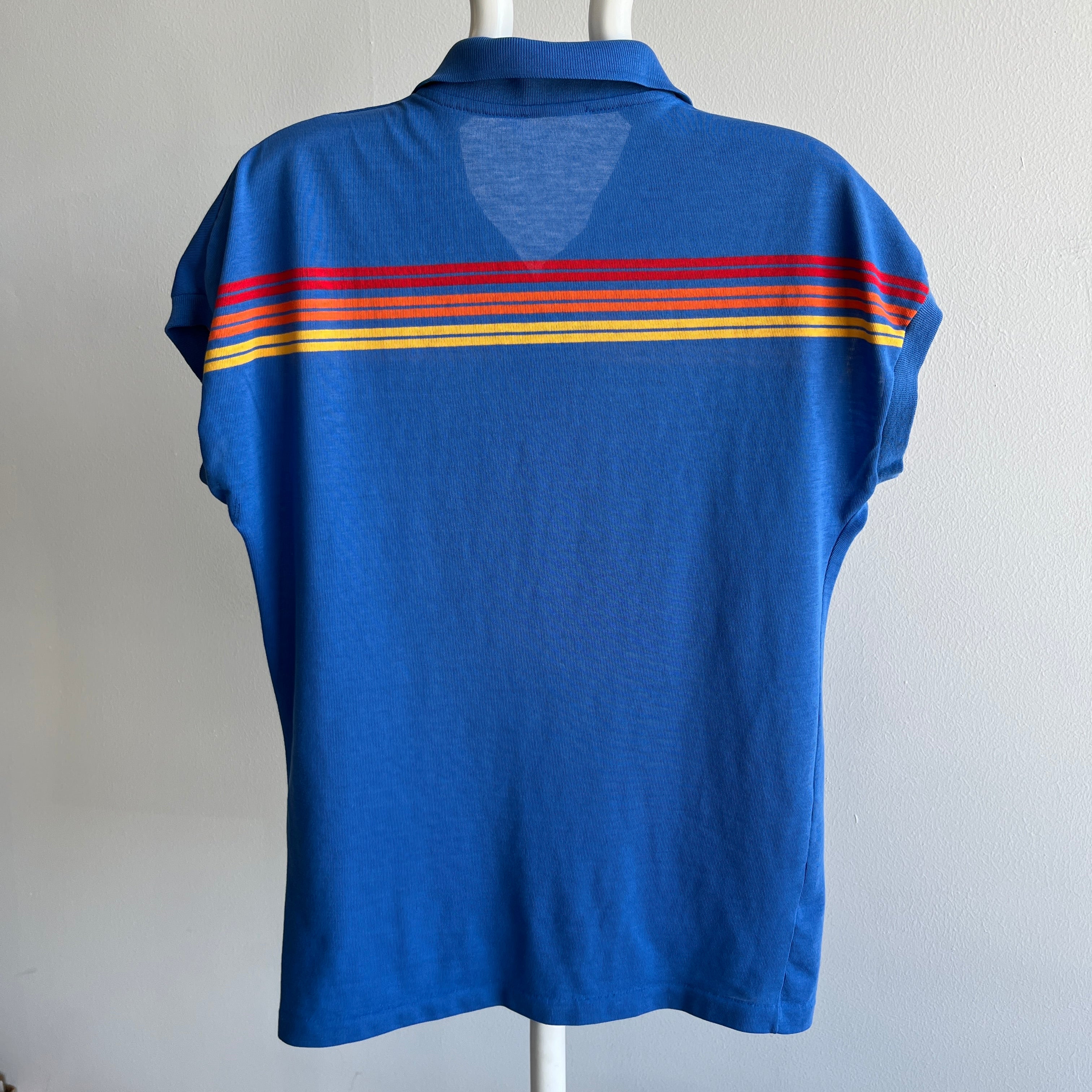 1980s Ocean Pacific Rare Drop Sleeve Striped Super Soft Polo  - YES