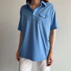 1980s Blank Sky Blue Golf Polo Shirt - Grandpa Chic