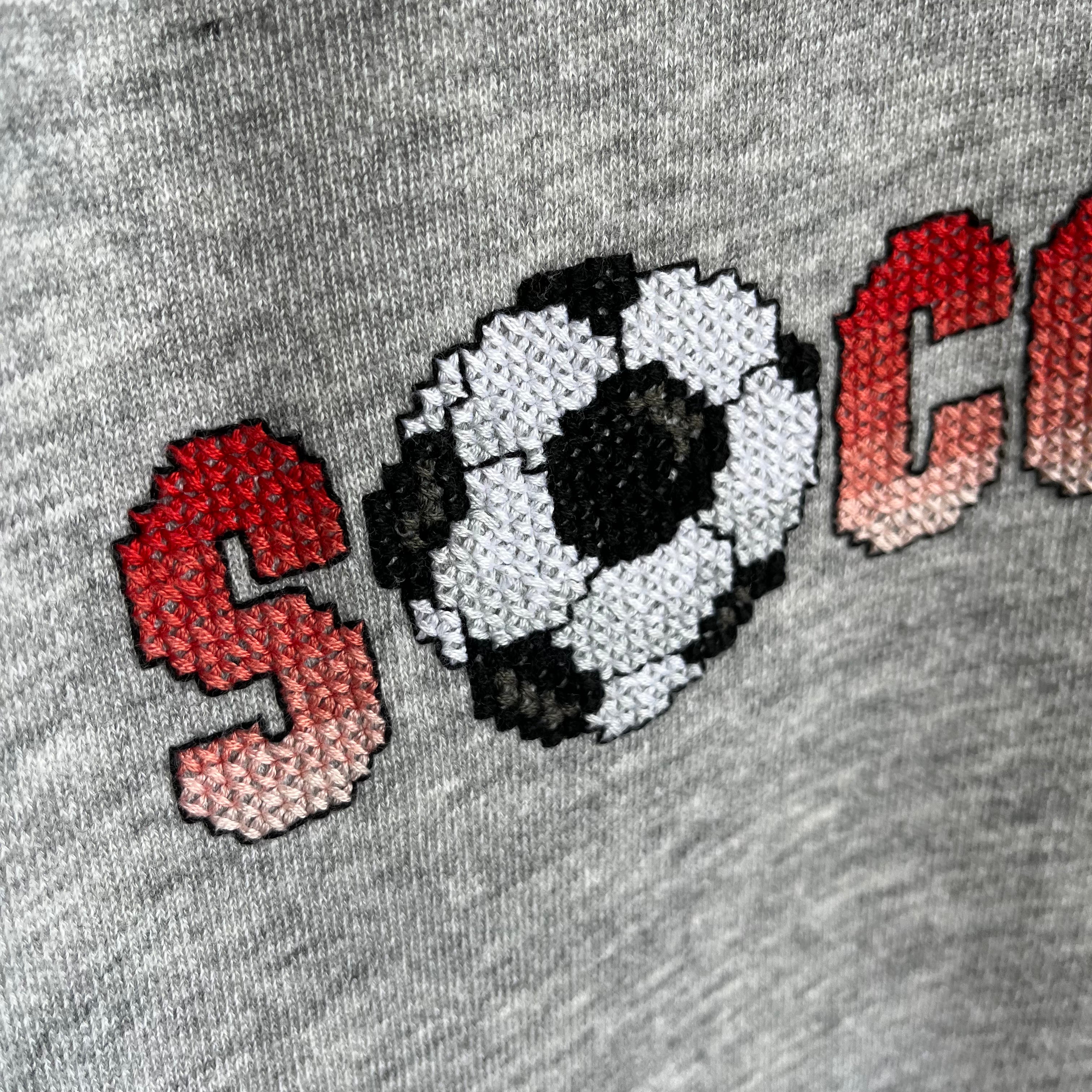 1980s DIY Needlepoint Soccer Sweatshirt by Hanes