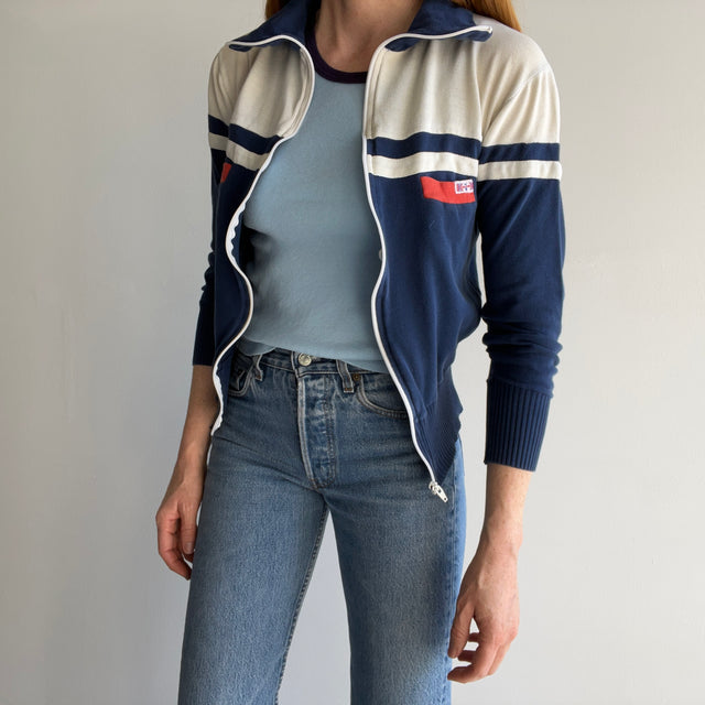 1970s European Made 100% Cotton Lightweight Zip Up Sweater/Sweatshirt