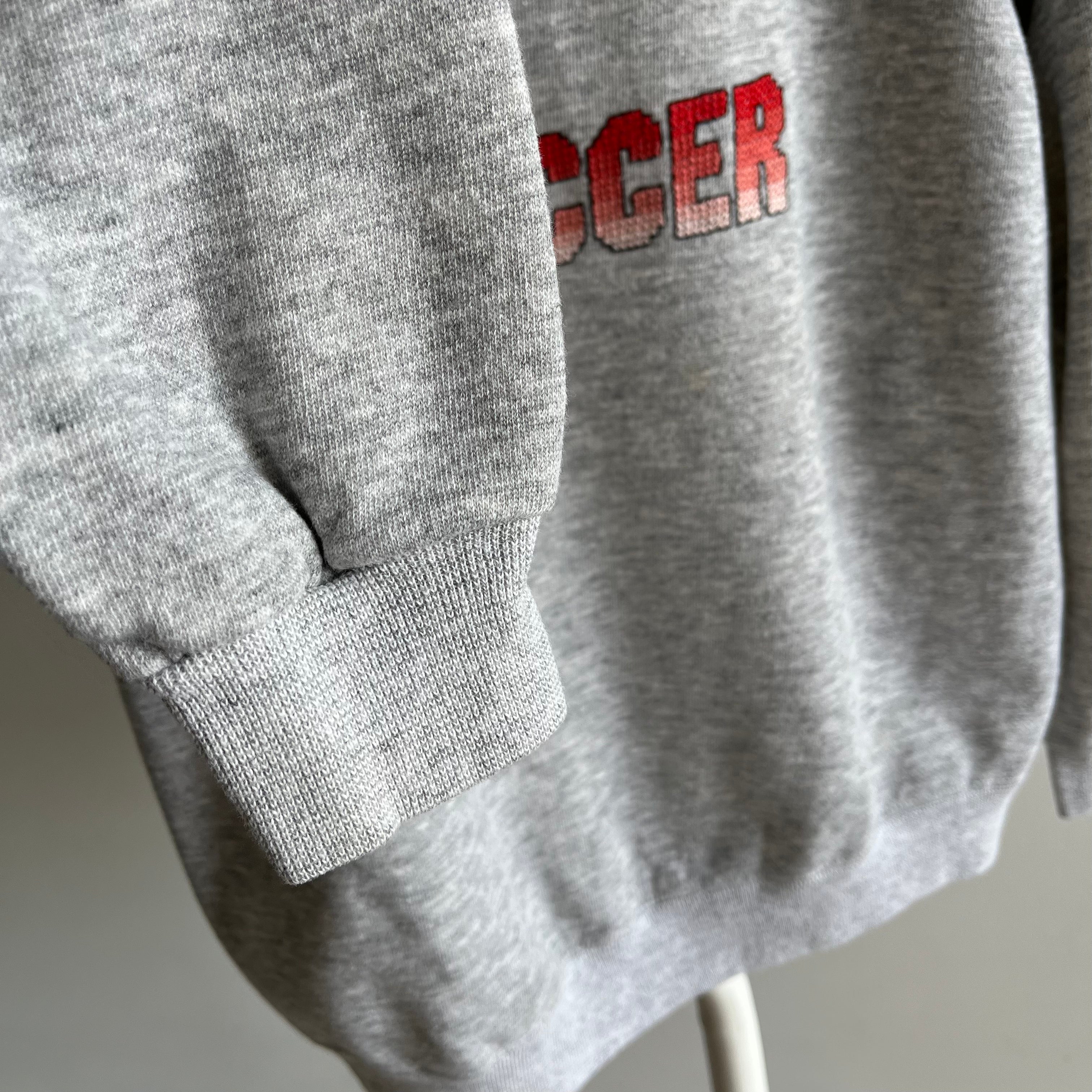 1980s DIY Needlepoint Soccer Sweatshirt by Hanes