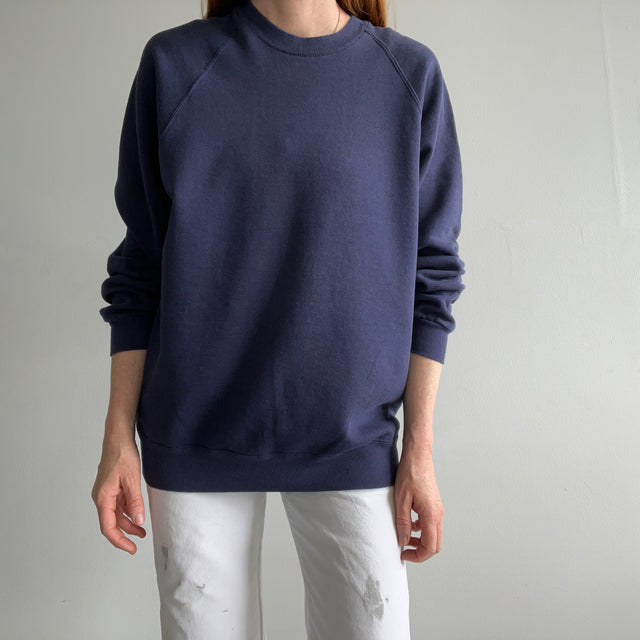 1980s Faded Blank Navy Raglan by Jerzees