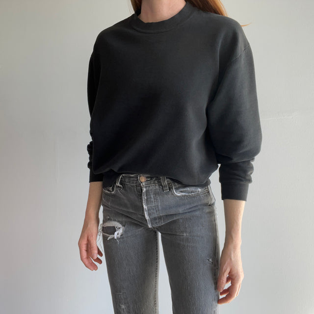 1980s Thin Blank Sun and Age Faded Black Sweatshirt