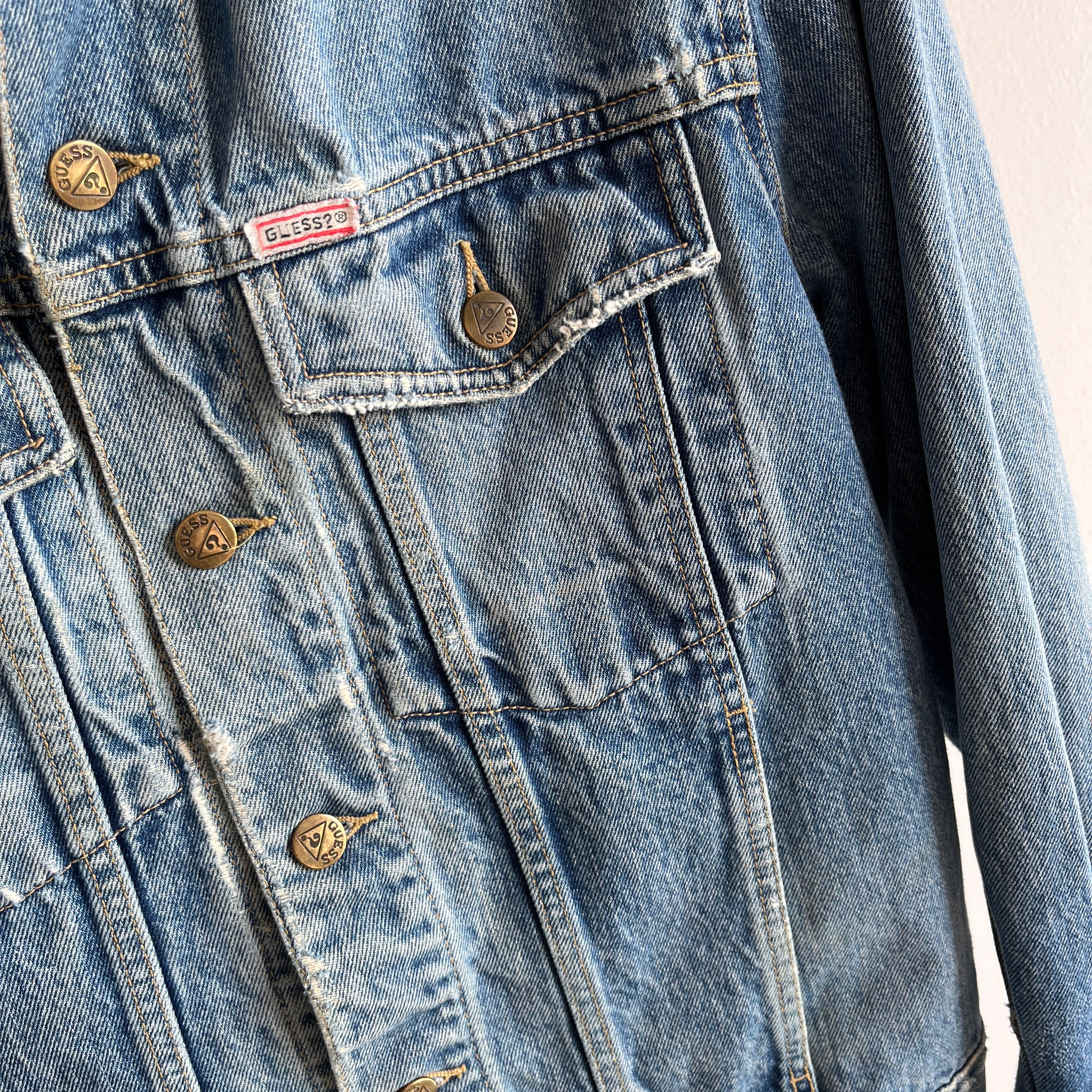 1980s Thrashed Guess Jeans Denim Jacket - USA Made